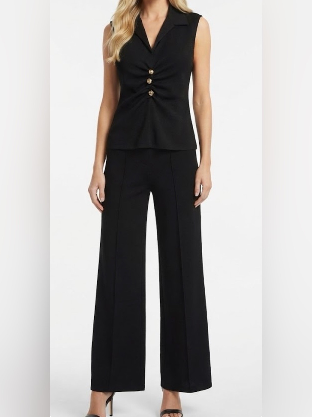 Truth Elegantly sweater Chic 2-Piece Set (Sleeveless Top & Wide-Leg Pants)